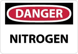 NMC - "Danger - Nitrogen", 10" Long x 14" Wide, Pressure-Sensitive Vinyl Safety Sign - Rectangle, 0.004" Thick, Use for Hazardous Materials - Caliber Tooling