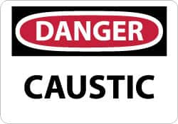 NMC - "Danger - Caustic", 10" Long x 14" Wide, Pressure-Sensitive Vinyl Safety Sign - Rectangle, 0.004" Thick, Use for Hazardous Materials - Caliber Tooling