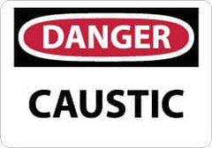 NMC - "Danger - Caustic", 10" Long x 14" Wide, Pressure-Sensitive Vinyl Safety Sign - Rectangle, 0.004" Thick, Use for Hazardous Materials - Caliber Tooling