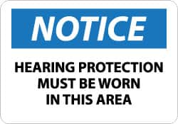 NMC - "Notice - Hearing Protection Must Be Worn in This Area", 10" Long x 14" Wide, Aluminum Safety Sign - Rectangle, 0.04" Thick, Use for Accident Prevention - Caliber Tooling