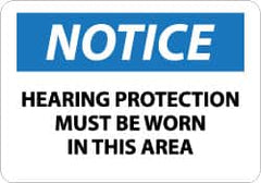 NMC - "Notice - Hearing Protection Must Be Worn in This Area", 10" Long x 14" Wide, Aluminum Safety Sign - Rectangle, 0.04" Thick, Use for Accident Prevention - Caliber Tooling