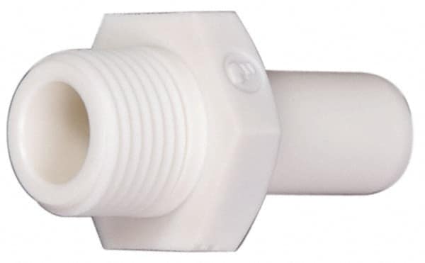 Parker - 1/4" OD, 3/8 NPTF, Bio-Sourced Nylon 11 Push-to-Connect Stem Adapter - 230 Max psi, White - Caliber Tooling