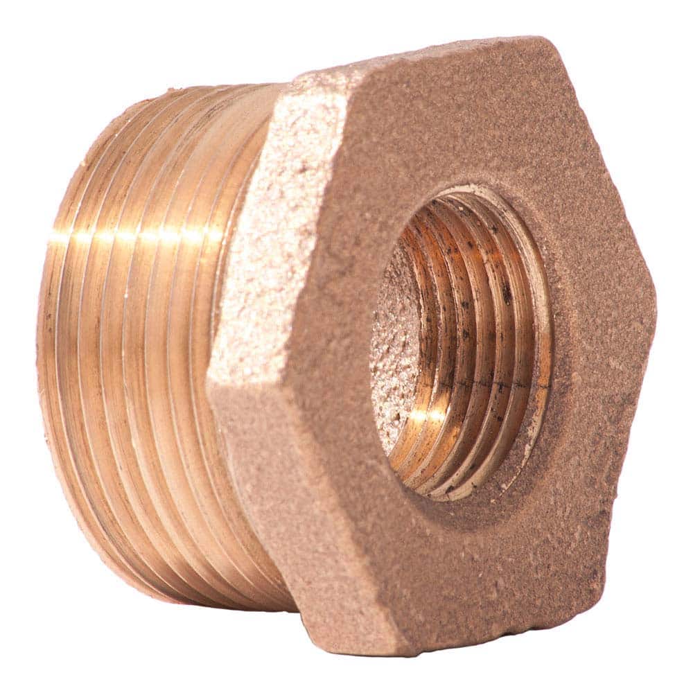 Merit Brass - Brass & Chrome Pipe Fittings Type: Hex Bushing Fitting Size: 1-1/2 x 1/2 - Caliber Tooling