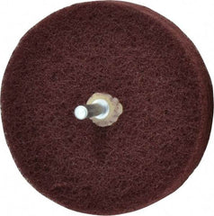 Merit Abrasives - 4" Diam, Medium Mounted Scrubber Buffing Wheel - 3 Ply, Very Fine Grade, 1/4" Shank Diam, 6,000 RPM - Caliber Tooling