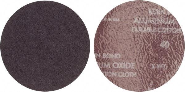 Merit Abrasives - 5" Diam, 40 Grit Aluminum Oxide Adhesive PSA Disc - Very Coarse, Black, Cloth Backing, Flexible - Caliber Tooling