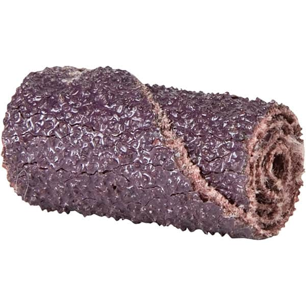 Merit Abrasives - 3/8" Max Roll Diam x 1-1/2" OAL, 100 Grit Aluminum Oxide Straight Cartridge Roll - 1/8" Pilot Hole Diam, Fine Grade - Caliber Tooling