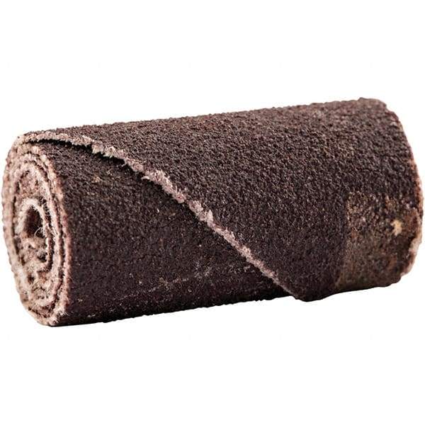 Merit Abrasives - 1/2" Max Roll Diam x 1" OAL, 150 Grit Aluminum Oxide Straight Cartridge Roll - 1/8" Pilot Hole Diam, Very Fine Grade - Caliber Tooling