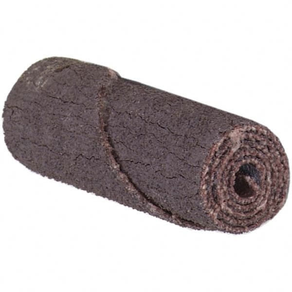 Merit Abrasives - 3/4" Max Roll Diam x 1" OAL, 40 Grit Aluminum Oxide Straight Cartridge Roll - 3/16" Pilot Hole Diam, Coarse Grade - Caliber Tooling