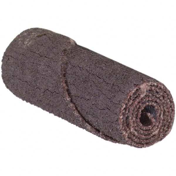 Merit Abrasives - 5/8" Max Roll Diam x 2" OAL, 80 Grit Aluminum Oxide Straight Cartridge Roll - 1/8" Pilot Hole Diam, Medium Grade - Caliber Tooling