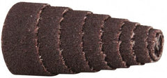 Merit Abrasives - 1-1/2" Long x 3/8" Diam, Aluminum Oxide, Full Taper Cartridge Roll - 60 Grit, 1/8" Pilot Hole Diam, Medium Grade - Caliber Tooling