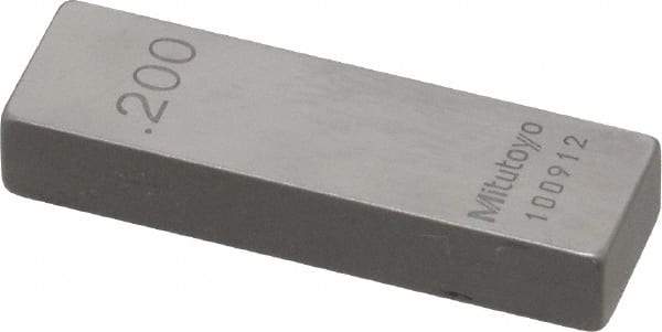 Mitutoyo - 0.2" Rectangular Steel Gage Block - Accuracy Grade 0, Includes Certificate of Inspection - Caliber Tooling