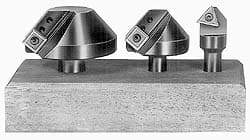 APT - 3 Countersinks, 90° Included Angle, 1/4 to 3/4" Cut Diam Smallest Tool, 1-1/4 to 2-1/2" Cut Diam Largest Tool, Square & Triangle SPGH & TPGH Inserts Indexable Countersink Set - 1/2" Shank Diam, 3/8, 1/2° Inscribed Circle, 3 Inserts - Caliber Tooling