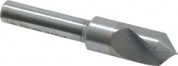 M.A. Ford - 3/8" Head Diam, 1/4" Shank Diam, 1 Flute 90° Solid Carbide Countersink - Bright Finish, 2" OAL, 0.06" Nose Diam, Single End, Straight Shank, Right Hand Cut - Caliber Tooling