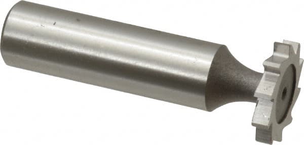 Keo - 3/4" Diam x 1/8" Face Width, High Speed Steel, 10 Teeth, Shank Connection Woodruff Keyseat Cutter - Uncoated, 2-1/8" OAL x 1/2" Shank, Straight Teeth, ANSI 406, Old Standard 7 - Caliber Tooling