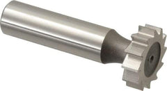 Keo - 7/8" Diam x 1/4" Face Width, High Speed Steel, 12 Teeth, Shank Connection Woodruff Keyseat Cutter - Uncoated, 2-1/4" OAL x 1/2" Shank, Straight Teeth, ANSI 807, Old Standard A - Caliber Tooling