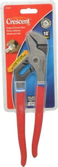 Crescent - 10" OAL, 1-1/2" Max Capacity, 5 Position Groove Joint Tongue & Groove Pliers - Straight Jaws, Straight Head, Plastic Cushion Handles - Caliber Tooling