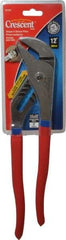 Crescent - 12" OAL, 2-1/2" Max Capacity, 8 Position Groove Joint Tongue & Groove Pliers - Straight Jaws, Straight Head, Plastic Cushion Handles - Caliber Tooling