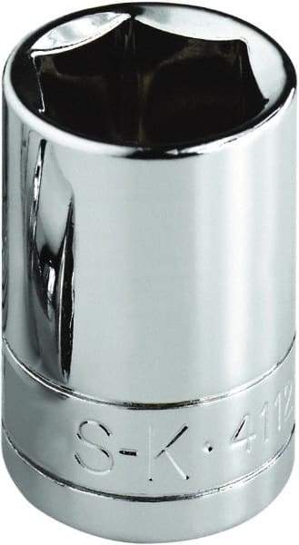 SK - 3/8", 1/4" Drive, Standard Hand Socket - 6 Points, Steel, Chrome Finish - Caliber Tooling