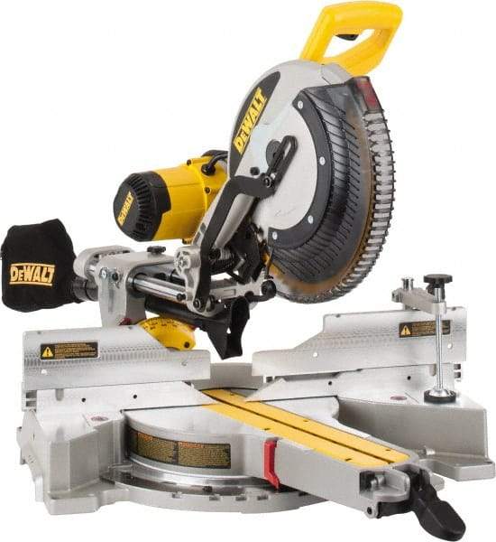 DeWALT - 15 Amp, 120 Volt, 3,800 RPM, 49° Left & Right Double Bevel Sliding Miter Saw - 5/8 or 1" Arbor, 12" Blade Diam - Caliber Tooling