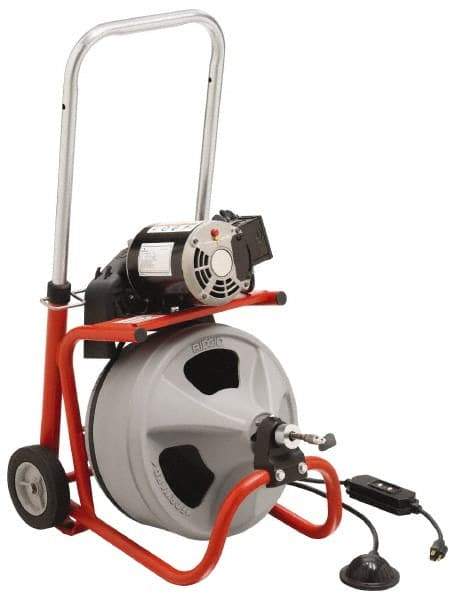 Ridgid - Electric Battery Drain Cleaning Machine - For 3" to 4" Pipe, 75' Cable - Caliber Tooling