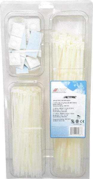 Made in USA - 4 to 11 Inch Range, White Cable Ties - 1-7/8 and 3-1/16 Inch Bundle Diameter, 50 Lb. Strength, Nylon - Caliber Tooling