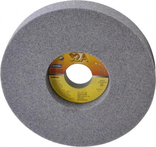 Norton - 7" Diam x 1-1/4" Hole x 1" Thick, K Hardness, 46 Grit Surface Grinding Wheel - Aluminum Oxide, Type 5, Coarse Grade, 3,600 Max RPM, Vitrified Bond, One-Side Recess - Caliber Tooling