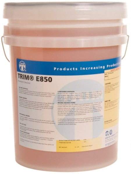 Master Fluid Solutions - Trim E850, 5 Gal Pail Cutting & Grinding Fluid - Water Soluble, For Cutting, Grinding - Caliber Tooling