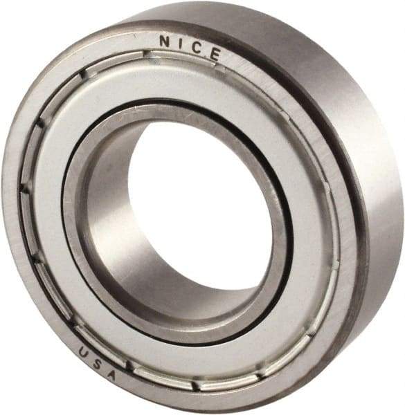 Nice - 1" Bore Diam, 2" OD, Double Shield Precision Ground Radial Ball Bearing - 9/16" Wide, 1 Row, Round Bore, 1,350 Lb Static Capacity, 2,967 Lb Dynamic Capacity - Caliber Tooling