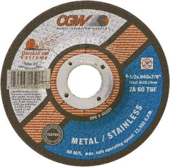 Camel Grinding Wheels - 60 Grit, 6" Wheel Diam, 7/8" Arbor Hole, Type 27 Depressed Center Wheel - Medium Grade, Zirconia Alumina, Resinoid Bond, T Hardness, 10,200 Max RPM - Caliber Tooling