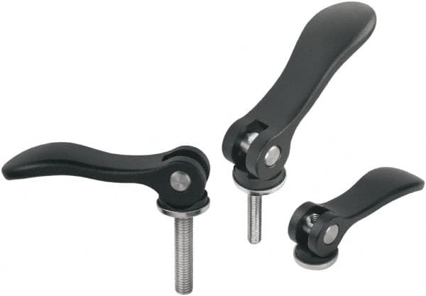 KIPP - #10-24, Aluminum Threaded Stud Adjustable Clamping Handle - 59mm OAL, 17mm High - Caliber Tooling