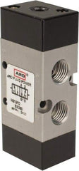 ARO/Ingersoll-Rand - 3/8" Inlet x 3/8" Outlet, Pilot Actuator, Spring Return, 2 Position, Body Ported Solenoid Air Valve - 1.65 CV, 4 Way, 140 psi, 122° Max Temp, 15° Min Temp - Caliber Tooling