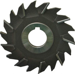 Made in USA - 4" Diam x 1/4" Width of Cut, 18 Teeth, Cobalt Side Milling Cutter - Staggered Teeth, Uncoated - Caliber Tooling