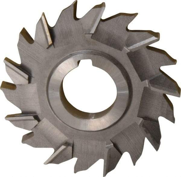 Made in USA - 4" Diam x 1/2" Width of Cut, 18 Teeth, Cobalt Side Milling Cutter - Staggered Teeth, Uncoated - Caliber Tooling