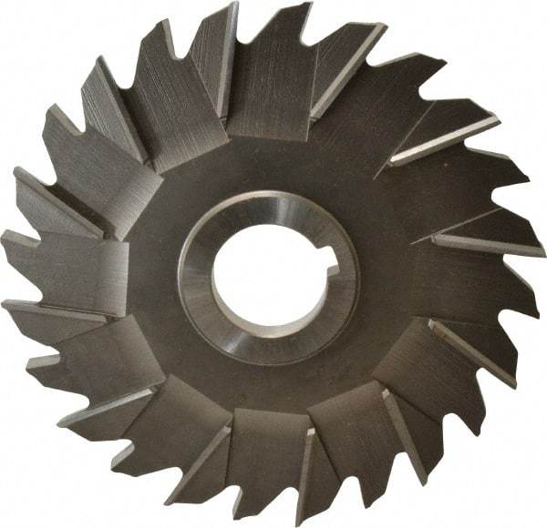 Made in USA - 6" Diam x 3/8" Width of Cut, 24 Teeth, Cobalt Side Milling Cutter - Staggered Teeth, Uncoated - Caliber Tooling