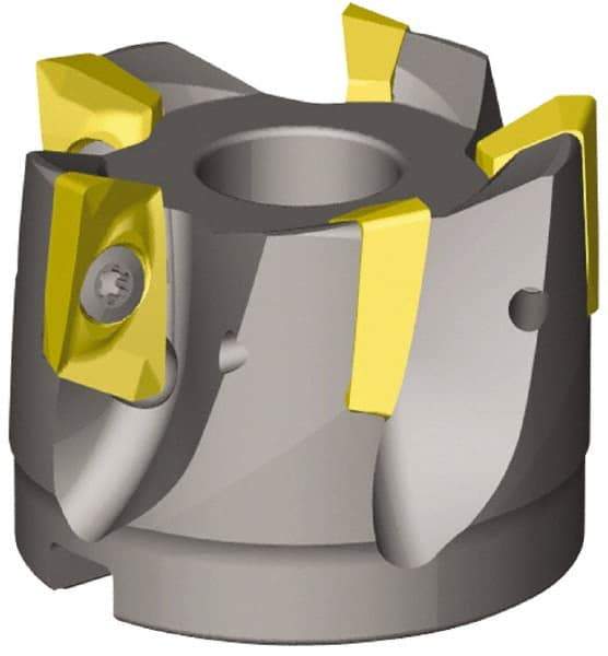 Kennametal - 8 Inserts, 6" Cut Diam, 2" Arbor Diam, 0.71" Max Depth of Cut, Indexable Square-Shoulder Face Mill - 0/90° Lead Angle, 2" High, EC18.., EP18.. Insert Compatibility, Through Coolant, Series Mill 1-18 - Caliber Tooling