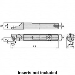 Kennametal - 0.23" Min Bore Diam, 2-1/2" OAL, 0.188" Shank Diam, A-SCLD Indexable Boring Bar - CD.. Insert, Screw Holding Method - Caliber Tooling