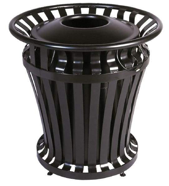 Rubbermaid - Black Round Trash Can - Steel, 32" High - Caliber Tooling