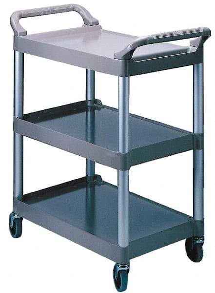 Rubbermaid - 200 Lb Capacity, 18-5/8" Wide x 33-5/8" Long x 37-3/4" High Standard Utility Cart - 3 Shelf, Plastic, Swivel Casters - Caliber Tooling