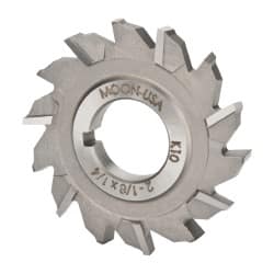 Made in USA - 2-1/8" Diam x 1/4" Width of Cut, 14 Teeth, High Speed Steel Side Milling Cutter - Staggered Teeth, Uncoated - Caliber Tooling