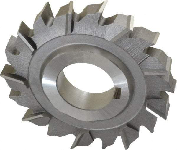 Made in USA - 3" Diam x 1/2" Width of Cut, 18 Teeth, High Speed Steel Side Milling Cutter - Staggered Teeth, Uncoated - Caliber Tooling