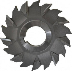 Made in USA - 3-1/2" Diam x 1/4" Width of Cut, 18 Teeth, High Speed Steel Side Milling Cutter - Staggered Teeth, Uncoated - Caliber Tooling