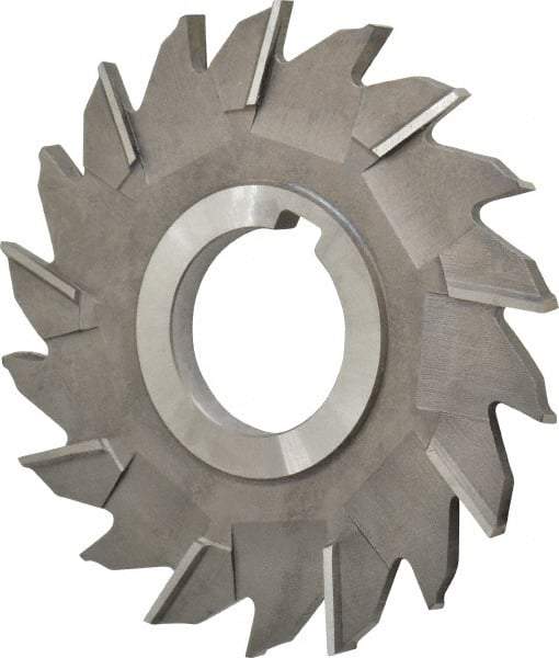 Made in USA - 4" Diam x 1/4" Width of Cut, 18 Teeth, High Speed Steel Side Milling Cutter - Staggered Teeth, Uncoated - Caliber Tooling