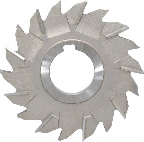 Made in USA - 4" Diam x 9/32" Width of Cut, 18 Teeth, High Speed Steel Side Milling Cutter - Staggered Teeth, Uncoated - Caliber Tooling