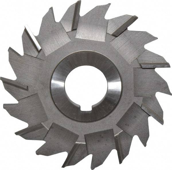 Made in USA - 4" Diam x 5/16" Width of Cut, 18 Teeth, High Speed Steel Side Milling Cutter - Staggered Teeth, Uncoated - Caliber Tooling