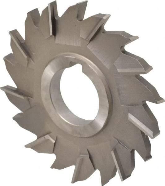 Made in USA - 4" Diam x 3/8" Width of Cut, 18 Teeth, High Speed Steel Side Milling Cutter - Staggered Teeth, Uncoated - Caliber Tooling