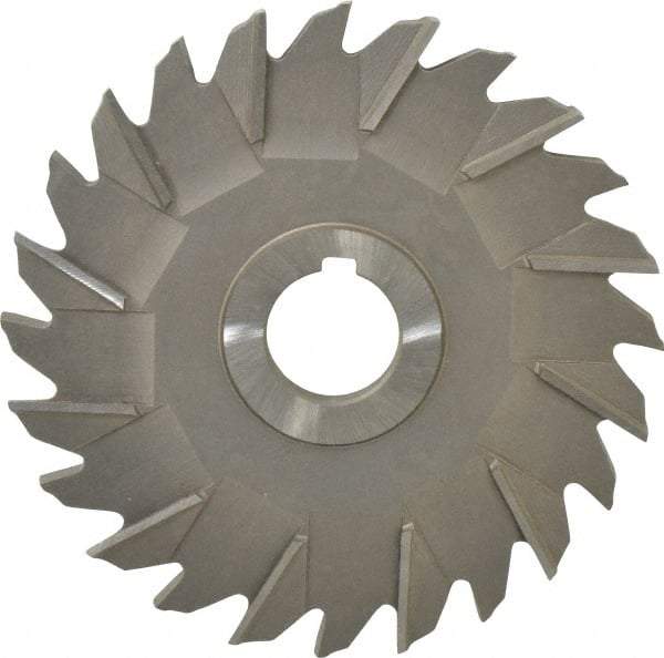 Made in USA - 5" Diam x 5/16" Width of Cut, 24 Teeth, High Speed Steel Side Milling Cutter - Staggered Teeth, Uncoated - Caliber Tooling