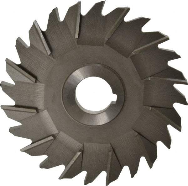 Made in USA - 5" Diam x 3/8" Width of Cut, 24 Teeth, High Speed Steel Side Milling Cutter - Staggered Teeth, Uncoated - Caliber Tooling