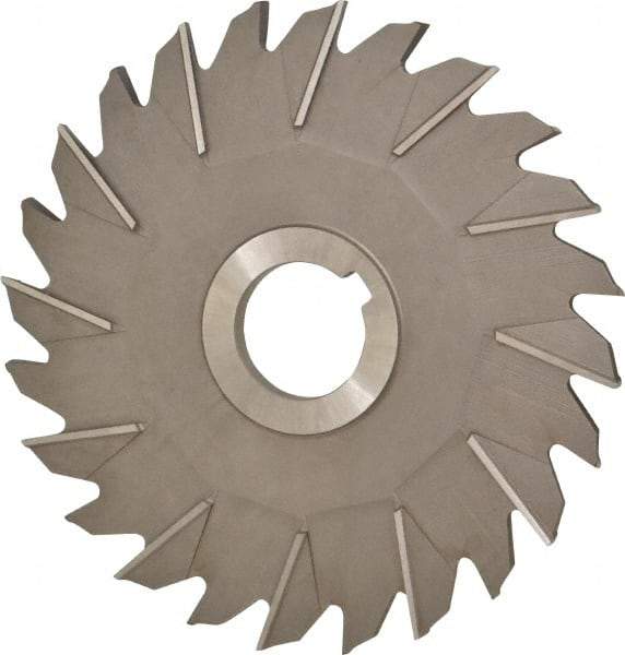 Made in USA - 6" Diam x 1/4" Width of Cut, 24 Teeth, High Speed Steel Side Milling Cutter - Staggered Teeth, Uncoated - Caliber Tooling