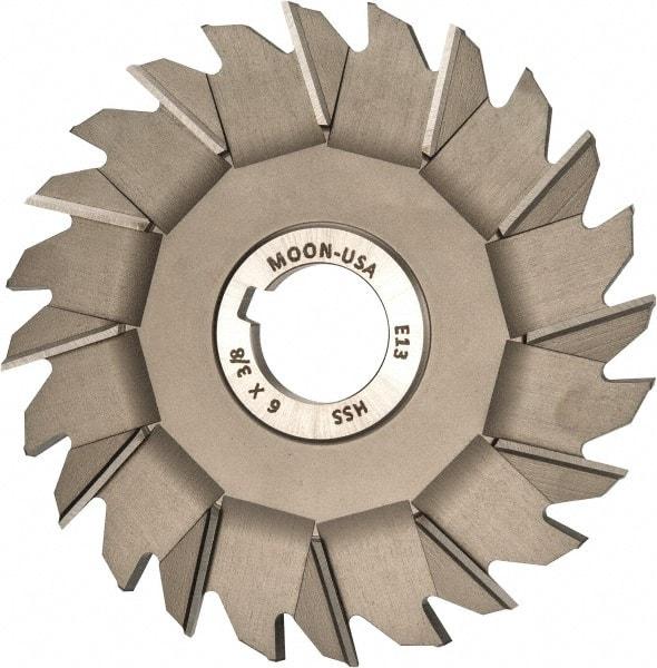 Made in USA - 6" Diam x 3/8" Width of Cut, 24 Teeth, High Speed Steel Side Milling Cutter - Staggered Teeth, Uncoated - Caliber Tooling