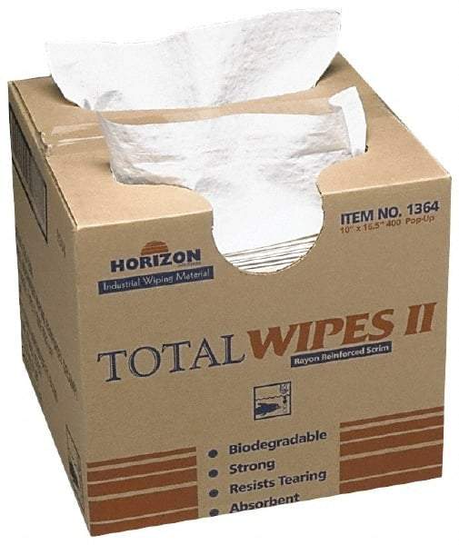 Ability One - Flat Fold Shop Towel/Industrial Wipes - 16-1/2" x 10" Sheet Size, White - Caliber Tooling